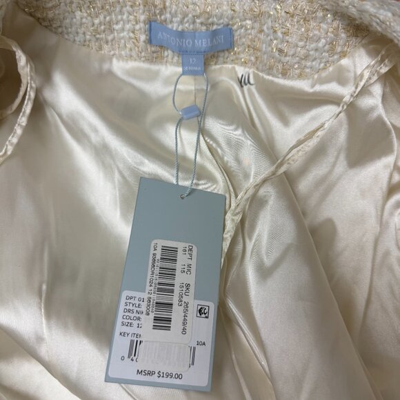 NWT Antonio Melani Classic Daytime Tweed V- Neck Long Sleeve A-line Dress Coat - Picture 4 of 7